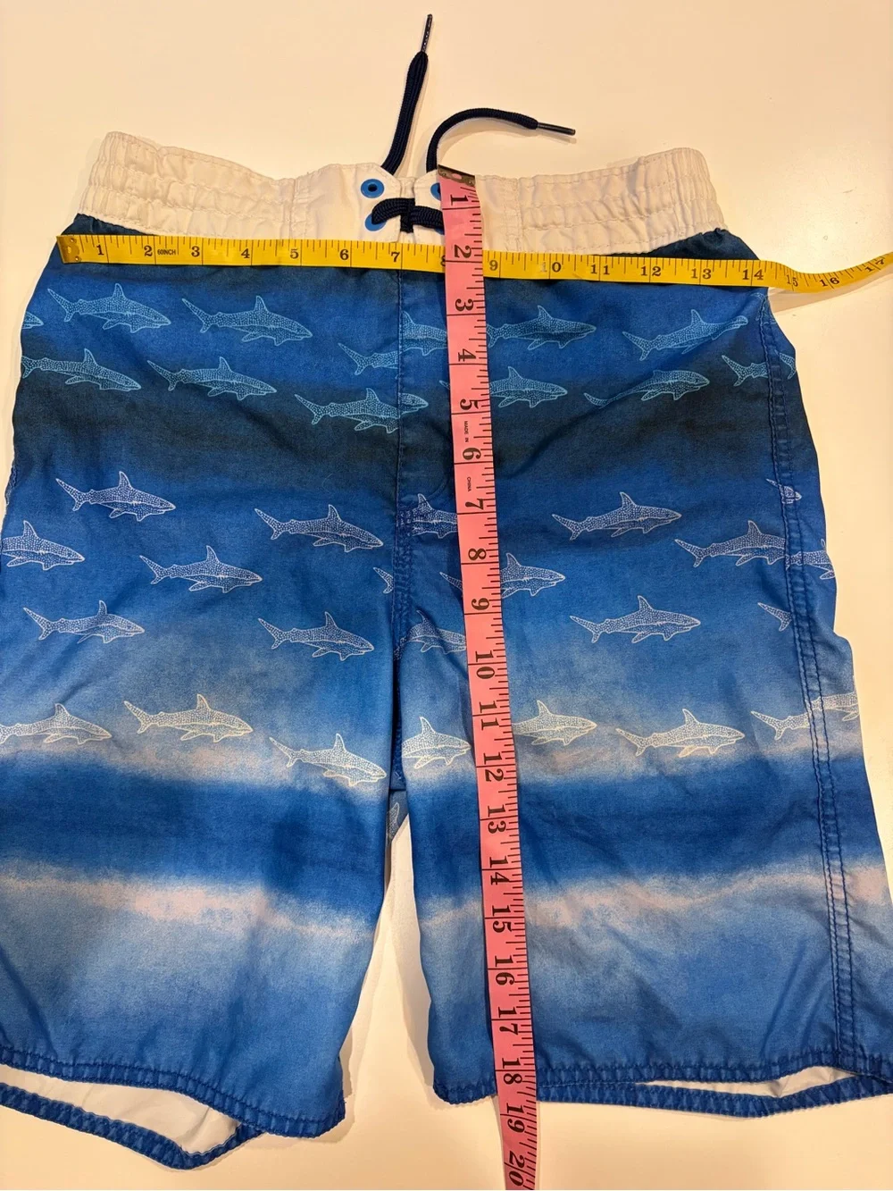 Old Navy Blue Shark-Pattern Swim Shorts